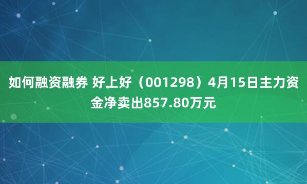 如何融资融券 好上好（001298）4月15日主力资金净卖出857.80万元